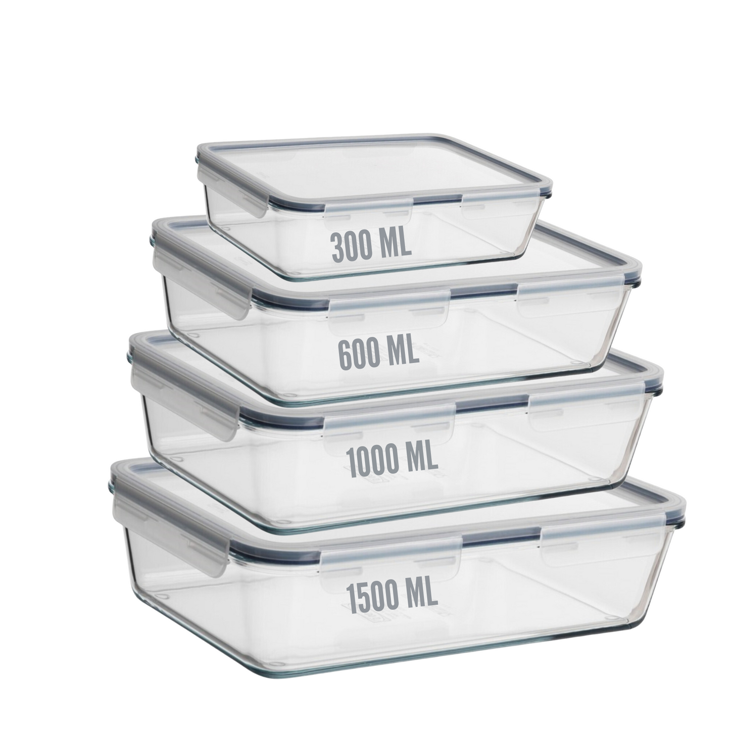 POTE HERMÉTICO DE VIDRO RETANGULAR 600ML